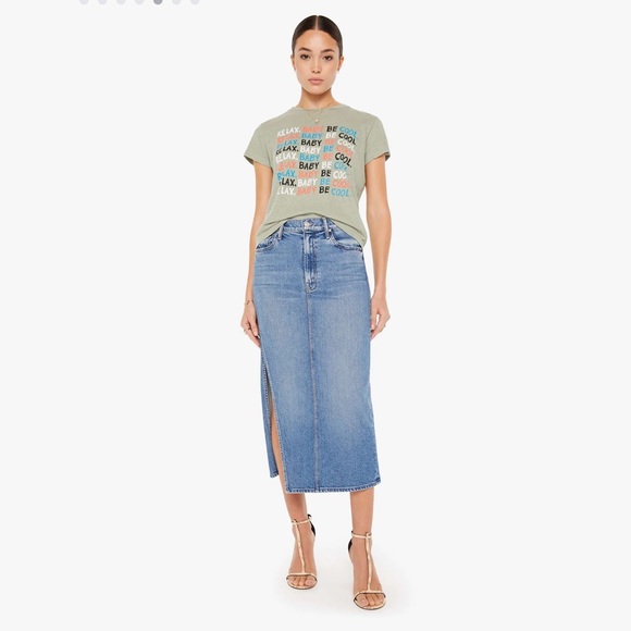 NWT Mother The Sinful Soft Slimfit Crewneck in Sage Green (Relax Baby Be Cool) - Picture 2 of 10